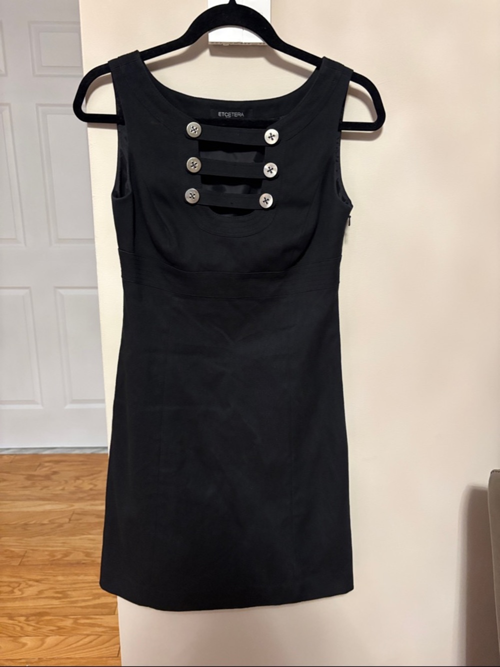 Etcetera Black Sleeveless Mini Dress with Button-Detail